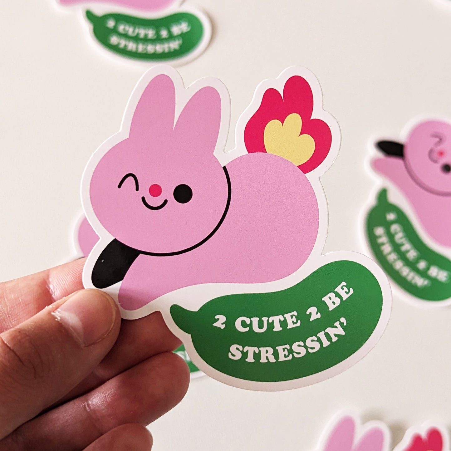 "2 Cute 2 Be Stressin" Burnout Bunny Sticker