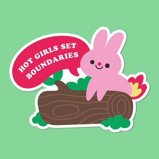 "Hot Girls Set Boundaries" Burnout Bunny Sticker