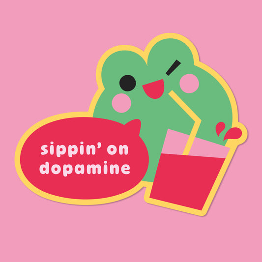"Sippin' On Dopamine" Frog Sticker