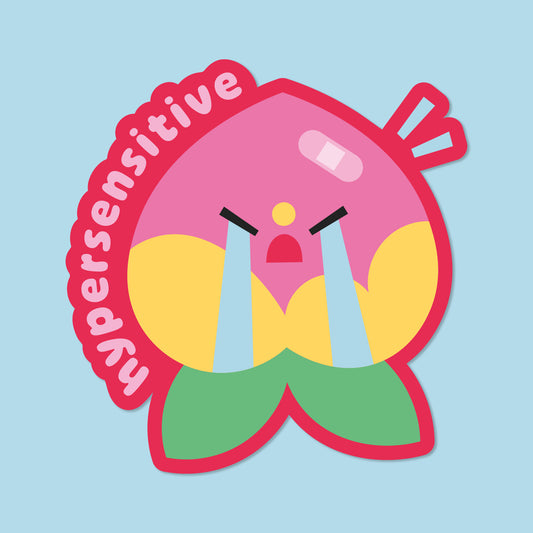 "Hypersensitive" Peach Sticker