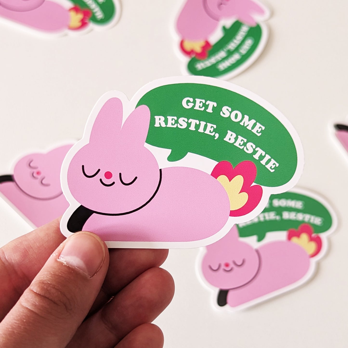 "Get Some Restie Bestie" Burnout Bunny Sticker